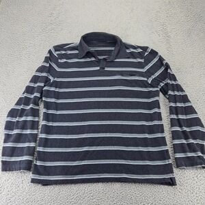 Banana Republic Shirt Mens Large Blue Striped Long Sleeve Polo Pocket Stretch